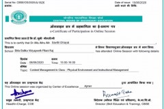 CBSE Certificate - Content Management in Class - Physical Environment and Instructional Management