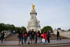 With the angel guarding the Buckingham Palace